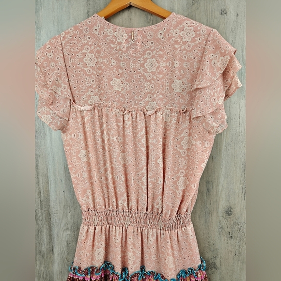 MISA Los Angeles Suri Tiered Skirt Floral Pattern Mini Dress In Peony Size XS - Picture 15 of 16